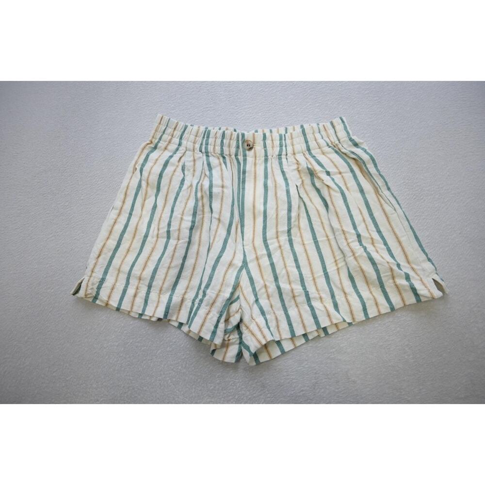 Madewell Pull On Shorts Cotton Linen Striped Casual Womens Size XS XSMALL